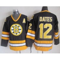 Boston Bruins #12 Adam Oates Black/Yellow CCM Throwback Stitched NHL Jersey