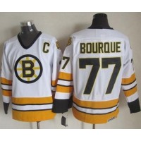 Boston Bruins #77 Ray Bourque White/Yellow CCM Throwback Stitched NHL Jersey