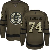 Adidas Boston Bruins #74 Jake DeBrusk Green Salute to Service Stitched NHL Jersey