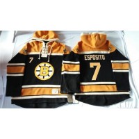 Boston Bruins #7 Phil Esposito Black Sawyer Hooded Sweatshirt Stitched NHL Jersey