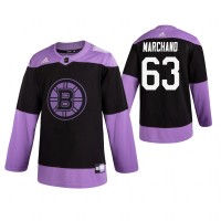 Adidas Boston Bruins #63 Brad Marchand Men's Black Hockey Fights Cancer Practice NHL Jersey