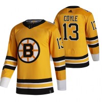 Boston Boston Bruins #13 Charlie Coyle Yellow Men's Adidas 2020-21 Reverse Retro Alternate NHL Jersey