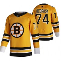 Boston Boston Bruins #74 Jake DeBrusk Yellow Men's Adidas 2020-21 Reverse Retro Alternate NHL Jersey