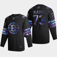 Washington Boston Bruins #73 Charlie McAvoy Men's Nike Iridescent Holographic Collection NHL Jersey - Black