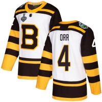 Adidas Boston Bruins #4 Bobby Orr White Authentic 2019 Winter Classic Stanley Cup Final Bound Stitched NHL Jersey