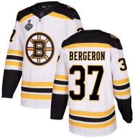 Adidas Boston Bruins #37 Patrice Bergeron White Road Authentic Stanley Cup Final Bound Stitched NHL Jersey