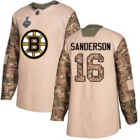 Adidas Boston Bruins #16 Derek Sanderson Camo Authentic 2017 Veterans Day Stanley Cup Final Bound Stitched NHL Jersey
