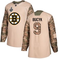 Adidas Boston Bruins #9 Johnny Bucyk Camo Authentic 2017 Veterans Day Stanley Cup Final Bound Stitched NHL Jersey