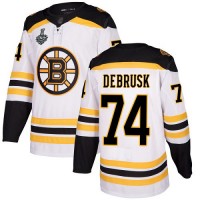 Adidas Boston Bruins #74 Jake DeBrusk White Road Authentic Stanley Cup Final Bound Stitched NHL Jersey