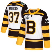 Adidas Boston Bruins #37 Patrice Bergeron White Authentic 2019 Winter Classic Stanley Cup Final Bound Stitched NHL Jersey