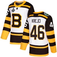 Adidas Boston Bruins #46 David Krejci White Authentic 2019 Winter Classic Stanley Cup Final Bound Stitched NHL Jersey