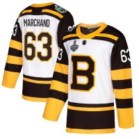 Adidas Boston Bruins #63 Brad Marchand White Authentic 2019 Winter Classic Stanley Cup Final Bound Stitched NHL Jersey