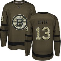 Adidas Boston Bruins #13 Charlie Coyle Green Salute to Service Stitched NHL Jersey