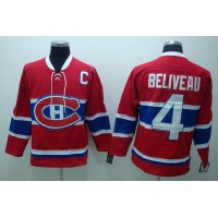 Montreal Canadiens #4 Jean Beliveau Stitched Red CH CCM Throwback NHL Jersey