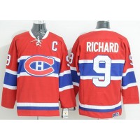 Montreal Canadiens #9 Maurice Richard Red CCM Throwback Stitched NHL Jersey