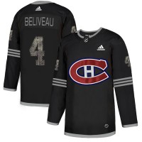 Adidas Montreal Canadiens #4 Jean Beliveau Black Authentic Classic Stitched NHL Jersey
