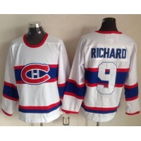 Montreal Canadiens #9 Maurice Richard White CCM Throwback Stitched NHL Jersey