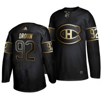 Adidas Montreal Canadiens #92 Jonathan Drouin 2019 Black Golden Edition Authentic Stitched NHL Jersey