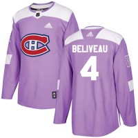 Adidas Montreal Canadiens #4 Jean Beliveau Purple Authentic Fights Cancer Stitched NHL Jersey