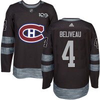 Adidas Montreal Canadiens #4 Jean Beliveau Black 1917-2017 100th Anniversary Stitched NHL Jersey