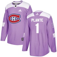 Adidas Montreal Canadiens #1 Jacques Plante Purple Authentic Fights Cancer Stitched NHL Jersey