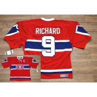 Montreal Canadiens #9 Henri Richard Stitched Red CH CCM Throwback NHL Jersey