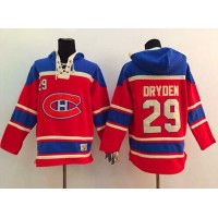 Montreal Canadiens #29 Ken Dryden Red Sawyer Hooded Sweatshirt Stitched NHL Jersey