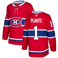 Adidas Montreal Canadiens #1 Jacques Plante Red Home Authentic Stitched NHL Jersey