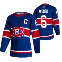 Montreal Montreal Canadiens #6 Shea Weber Blue Men's Adidas 2020-21 Reverse Retro Alternate NHL Jersey