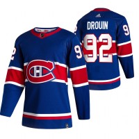Montreal Montreal Canadiens #92 Jonathan Drouin Blue Men's Adidas 2020-21 Reverse Retro Alternate NHL Jersey
