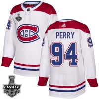 Adidas Montreal Canadiens #94 Corey Perry White Road Authentic 2021 NHL Stanley Cup Final Patch Jersey