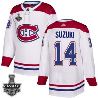 Adidas Montreal Canadiens #14 Nick Suzuki White Road Authentic 2021 NHL Stanley Cup Final Patch Jersey