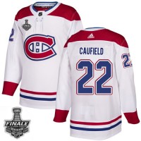 Adidas Montreal Canadiens #22 Cole Caufield White Road Authentic 2021 NHL Stanley Cup Final Patch Jersey