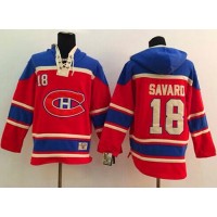Montreal Canadiens #18 Serge Savard Red Sawyer Hooded Sweatshirt Stitched NHL Jersey