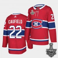Adidas Montreal Canadiens #22 Cole Caufield Red Home Authentic 2021 NHL Stanley Cup Final Patch Jersey