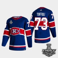 Adidas Montreal Canadiens #73 Tyler Toffoli Blue Road Authentic 2021 NHL Stanley Cup Final Patch Jersey