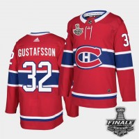Adidas Montreal Canadiens #32 Erik Gustafsson Red Home Authentic 2021 NHL Stanley Cup Final Patch Jersey
