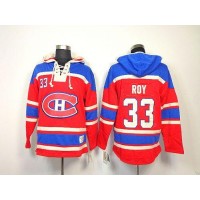 Montreal Canadiens #33 Patrick Roy Red Sawyer Hooded Sweatshirt Stitched NHL Jersey