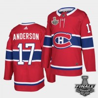 Adidas Montreal Canadiens #17 Josh Anderson Red Home Authentic 2021 NHL Stanley Cup Final Patch Jersey