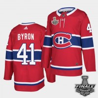 Adidas Montreal Canadiens #41 Paul Byron Red Home Authentic 2021 NHL Stanley Cup Final Patch Jersey