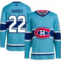 Montreal Montreal Canadiens #22 Cole Caufield Men's adidas Reverse Retro 2.0 Authentic Player Jersey - Blue