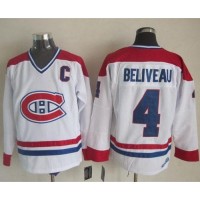 Montreal Canadiens #4 Jean Beliveau White CH-CCM Throwback Stitched NHL Jersey