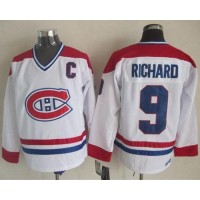 Montreal Canadiens #9 Maurice Richard White CH-CCM Throwback Stitched NHL Jersey