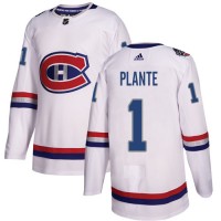 Adidas Montreal Canadiens #1 Jacques Plante White Authentic 2017 100 Classic Stitched NHL Jersey