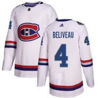 Adidas Montreal Canadiens #4 Jean Beliveau White Authentic 2017 100 Classic Stitched NHL Jersey