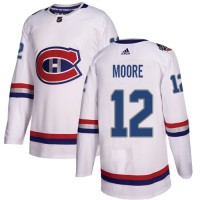 Adidas Montreal Canadiens #12 Dickie Moore White Authentic 2017 100 Classic Stitched NHL Jersey