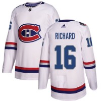 Adidas Montreal Canadiens #16 Henri Richard White Authentic 2017 100 Classic Stitched NHL Jersey