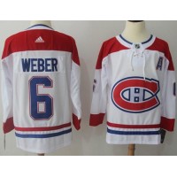 Adidas Montreal Canadiens #6 Shea Weber White Road Authentic Stitched NHL Jersey