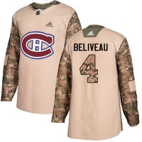 Adidas Montreal Canadiens #4 Jean Beliveau Camo Authentic 2017 Veterans Day Stitched NHL Jersey