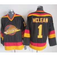 Vancouver Canucks #1 Kirk Mclean Black/Gold CCM Throwback Stitched NHL Jersey